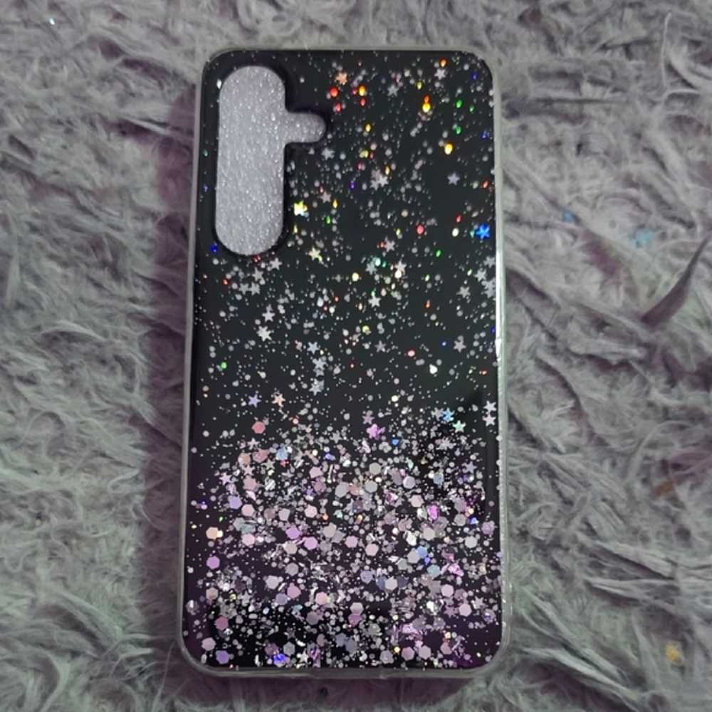 Unbranded Beautiful Black & Silver Glitter Starry Night Samsung S24 Case (NEW)